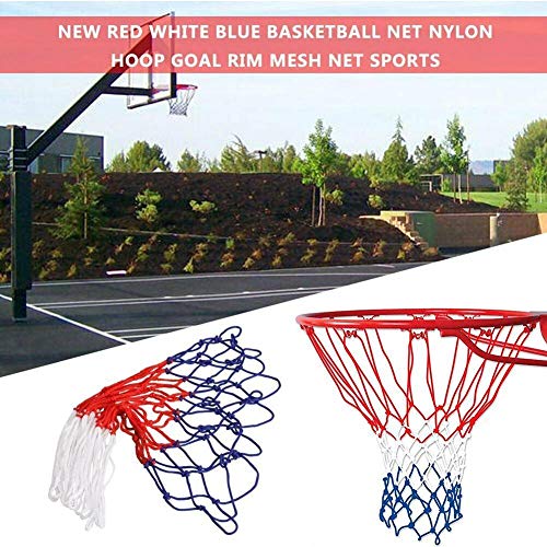 Replacement Basketball Net,Fits Standard Indoor or Outdoor Rims,Basketball Hoop Net Replacement,Red White Blue Bold Polyester Braided Rope,All Weather Anti Whip,for MiniBasketball Hoop Fits