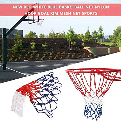 Replacement Basketball Net,Fits Standard Indoor or Outdoor Rims,Basketball Hoop Net Replacement,Red White Blue Bold Polyester Braided Rope,All Weather Anti Whip,for MiniBasketball Hoop Fits