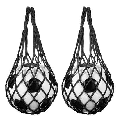 uxcell Basketball Net Bags, Nylon Soccer Ball Holder Portable Multifunctional Single Ball Mesh Net Bag for Storage Basketball Soccer Rugby Balls - color: Black