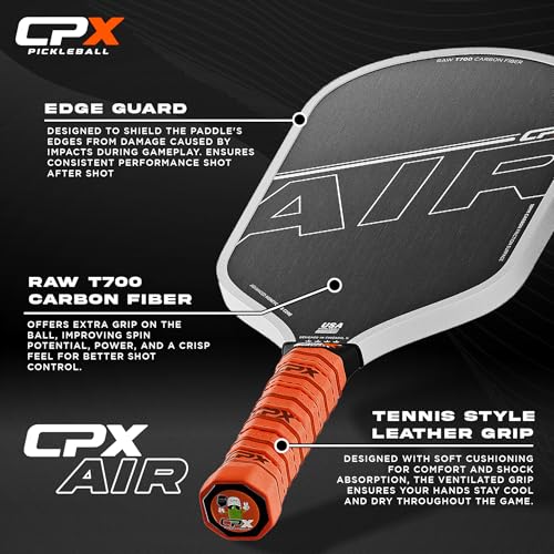 CPX Pro Carbon Fiber Pickleball Paddle - Professional Grade, Matte Finish, Honeycomb Core, Tennis Style Grip - Edgeless Paddle Designed in Chicago, USA - color: Black Air