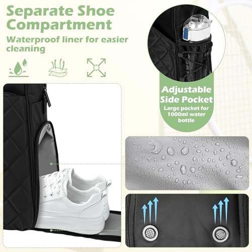 Pickleball Paddle Bag,Large Pickleball Bag for Men & Women,Waterproof Paddle Bag,Stylish Quilted Pickleball Bag,Fits All Paddles,Ideal Pickleball Gifts