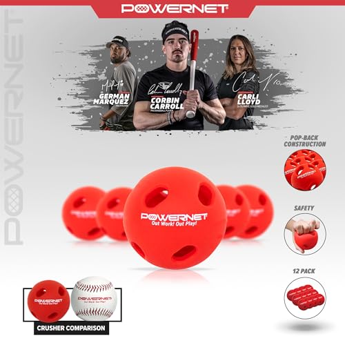 PowerNet Crusher Training Baseballs, Baseball Hitting Trainer for Improved Speed, Power & Coordination, Batting Practice Baseballs