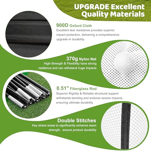 Golf Net, 10x7ft Practice Net with Heavy Tri-Turf Mat, All-in-One Multiple Target Golf Hitting Net, Outdoor Indoor Driving Chipping Training with Target/Mat/Balls/Tee/Bag, Gift for Enthusiasts