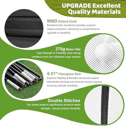 Golf Net, 10x7ft Practice Net with Heavy Tri-Turf Mat, All-in-One Multiple Target Golf Hitting Net, Outdoor Indoor Driving Chipping Training with Target/Mat/Balls/Tee/Bag, Gift for Enthusiasts
