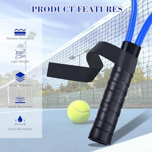 6 Pack Premium Overgrip Tape for Tennis, Pickleball & Badminton - Absorbent Dry Feel, Anti-Slip PU Material, Pre-Cut for Easy Installation, Enhanced Control & Durability (Black/White)