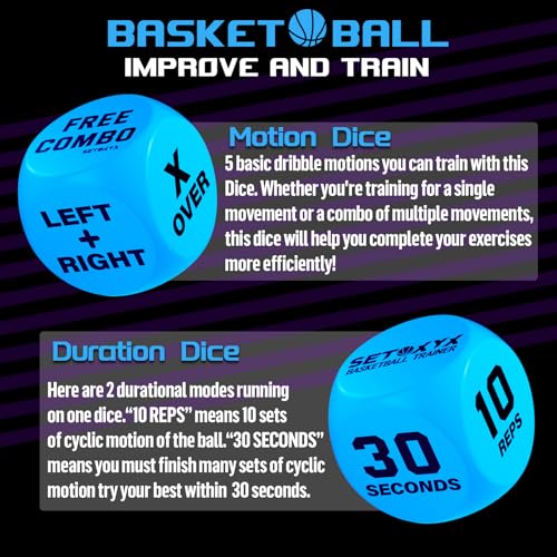 Basketball Dribble Skills Dice Set - Training Equipment - Basketball Gift for Boys.Dribble Skills Training for Beginner and Party Favors - color: Blue