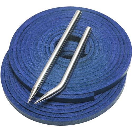 Softball Baseball Glove Lace, Mitt Lace Repair Kit Includes 2 Leather Laces and Lacing Needle for Catcher's Glove - color: Blue
