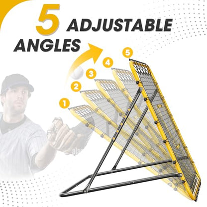 3.7×3.7FT Soccer and Baseball Rebounder Net,Volleyball Rebounder,Pitch Back Net,Multi-Sport Training Rebound Net,with Pitching Target,Adjustable Angles