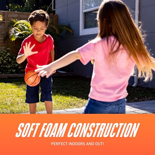 Nerf Mini Foam Basketballs - Indoor + Outdoor Foam Balls - 5" Inch Basketballs for Mini + Over the Door Hoops - 2 Balls Included - Orange
