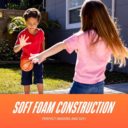 Nerf Mini Foam Basketballs - Indoor + Outdoor Foam Balls - 5" Inch Basketballs for Mini + Over the Door Hoops - 2 Balls Included - Orange