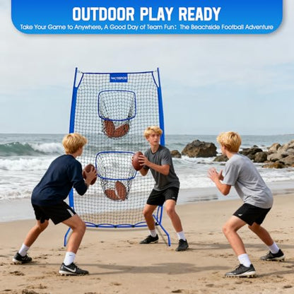 Football Throwing Net, Upgrade Heavy Duty Metal Frame Quarterback Training Equipment Throwing Machine with 1-4 Targets, Easy Setup Football Target Practice with CarryBag, Allweather Indoor Outdoor Use - size: 4 FT × 7 FT