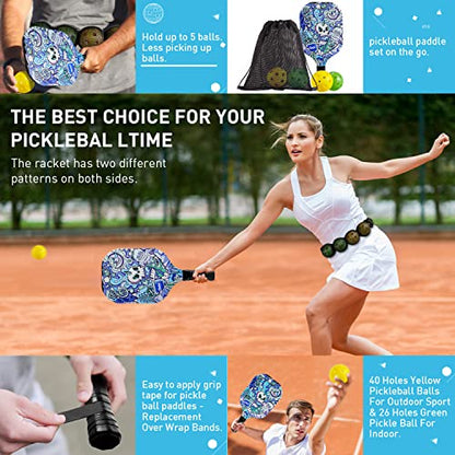 Pickleball Paddles Set of 4 for Beginners Men Women Adults - color: ‎Ornate Skull Pattern