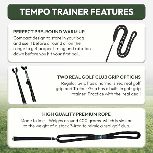TrueBirdie Golf Swing Tempo Trainer with Real Golf Club Grip - Weighted Rope Swing Training Aid, Warm Up, Practice, Grip Trainer