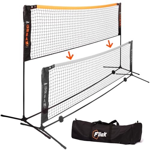 Flick High-Low Maxi Soccer Tennis Net for Outdoors – Adjustable Height for Multi-Purpose Usage – Lightweight Portable Training Equipment with Carry Case