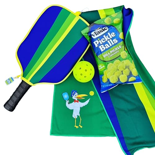 Vlasic Pickles Pickleball Accessories Gift Set, Pickleball Paddle Cover, Sports Cooling Towel and Bag Strap, Vlasic Pickle-Themed for Pickleball Players - color: Accessory Gift Set