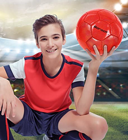Soccer Ball - Premium Boy and Girl Official Match Ball with Cool Reflective Iridescent Rainbow Hex Pattern, Durable, Indoor, Outdoor, Training, Practice, Playtime and Games