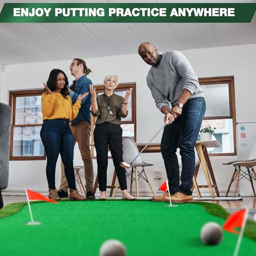 Wekin Golf Putting Green,5x10ft Thickening Professional Large Golf Putting Mat with Realistic Turf for Indoor & Outdoor, Golf Game Practice Equipment