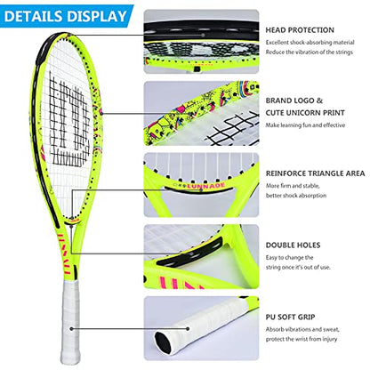 Tennis Racket for Kids Junior, 19/21/23/25 Inch Youth Tennis Racquet with Cover, Suitable for Beginner Boys and Girls Age 3-12