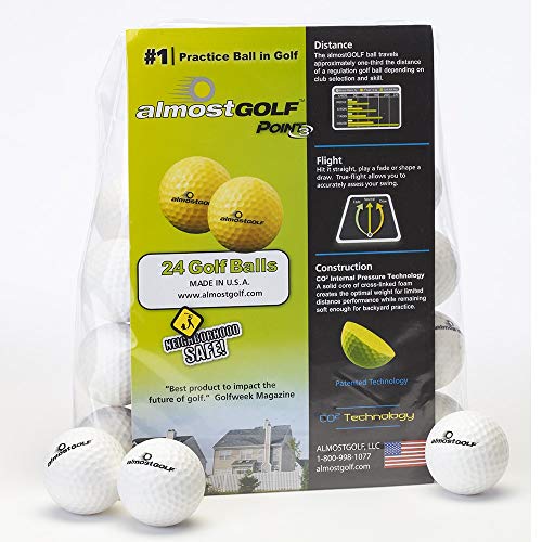 ALMOSTGOLF Point3 Limited Flight Practice Golf Balls – Realistic Spin, Trajectory, & Accuracy Foam Training Balls Pack of 24, White.