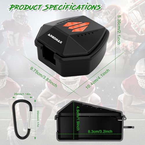 Sports Lip Guard Case with Clip, Specializing Storage of Mouthguards with Lip Protection. Compatible with Various Brands of Football Lip Guard, Black+Orange.