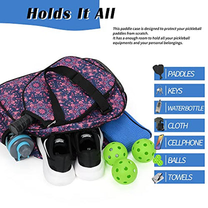 Boulder Bee Pickleball Bags, Premium Pickleball Tote Bag for Girls, Women’s Hand/Shoulder Gym Bag w Water Bottle Holder, with Pickleball Racquet/Paddle Holder - color: Baroque