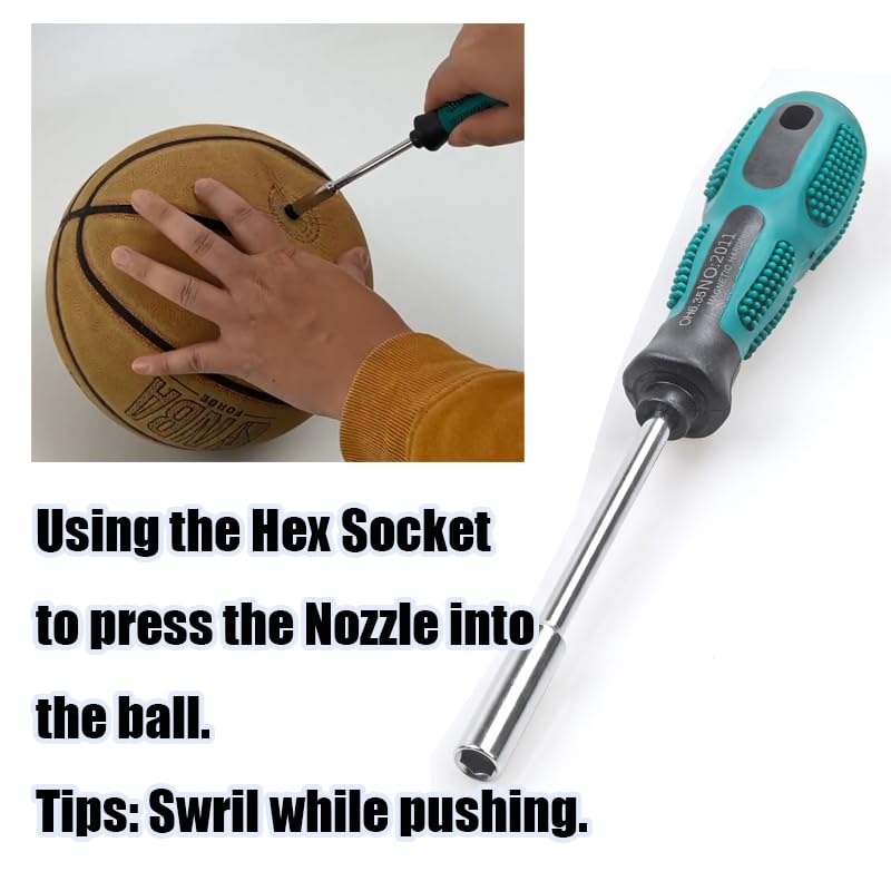 10 Basketball Valves & Leak Repair Kit - Ball Doctor for Inflatable Balls (Nozzle, Hex Socket, Crochet Hook, Diagonal Pliers) - for Basketball, Football, Volleyball and More