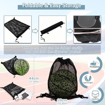 STAY GENT Drawstring Basketball Backpack for Boys, Foldable Soccer Backpack Gym Bag Sackpack Sports Sack with Detachable Ball Mesh Bag for Volleyball Baseball Yoga - color: Coal Black