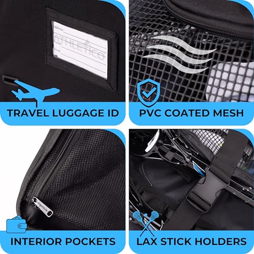 Athletico Lacrosse Duffel - Extra Large Lacrosse Bag - Holds All Lacrosse or Field Hockey Equipment (Black)