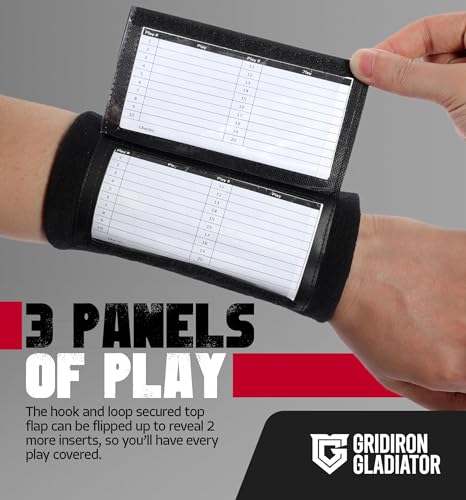Gridiron Gladiator Wrist Playbook - Play Wristbands for Youth & Adults - Wrist Coach Arm Bands - QB Wristband - Softball Wristbands for Signs - size: Adult