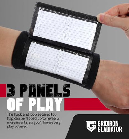 Gridiron Gladiator Wrist Playbook - Play Wristbands for Youth & Adults - Wrist Coach Arm Bands - QB Wristband - Softball Wristbands for Signs - size: Adult