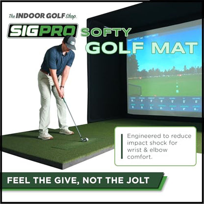 The Indoor Golf Shop SIGPRO Softy Golf Mat - Professional-Grade Practice Mat - Realistic Fairway Feel - Real Tee Capable, Replaceable Hitting Strip, Thick Cushioning & Joint-Friendly Design - size: 4' x 7'