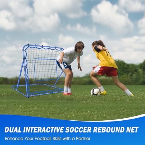 Soccer Baseball Rebounder Net, Soccer Goal Net, Volleyball Softball Rebound Pitchback Net Quick-Switch Angle Training for Control, Passing Practice, Bounce Back Rebounder Goals Gifts Trainer Equipment - size: 4FTx4FT