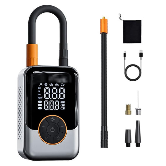 Portable Electric Tire Pump – 150PSI Smart Bike Pump with Digital Gauge, Auto Shut-Off, USB-C Rechargeable Air Compressor for Car, E-Bike, Bicycle, Motorcycle, Balls – Cordless & Compact
