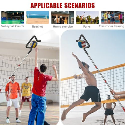 Volleyball Spike Trainer, Height Adjustable Volleyball Hitting Trainer, Hitting Training Tool for Snapping, Serving and Jumping Drills, Hitting Training Equipment for Beginners and Professionals