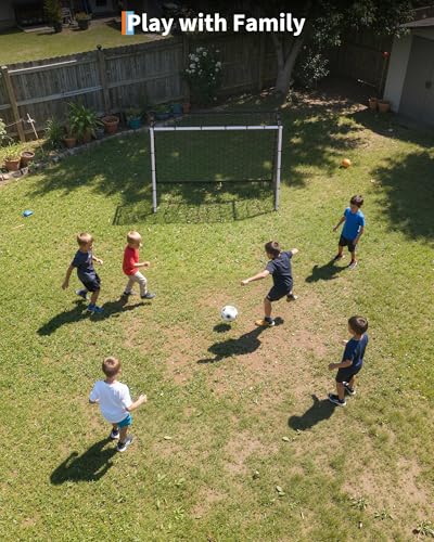 7x5 FT 3-in-1 Soccer Rebounder Net for Backyard with Soccer Goal, Heavy Duty Steel Large Soccer Goal Training Equipment, High & Low Rebounder Net for Passing & Shoot Practice, for Kids&Adults,White