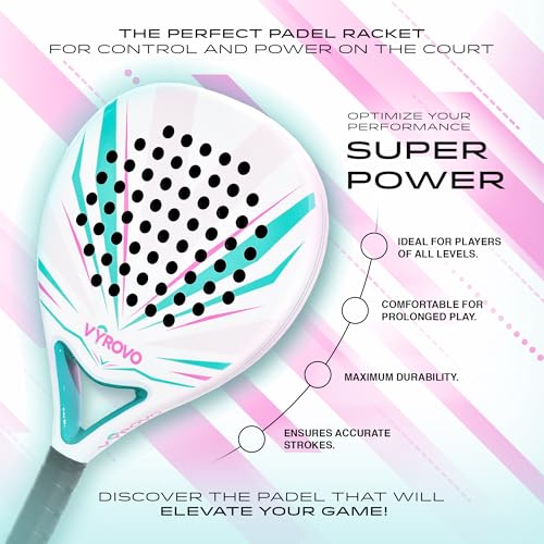 Carbon Halo EVA Soft Core Round Shape Padel Racket (38MM) | Featuring a Carbon Fiber | Perfect Balanced for Comfort & Power | Head Precision for Starters & Intermediate Players (White)