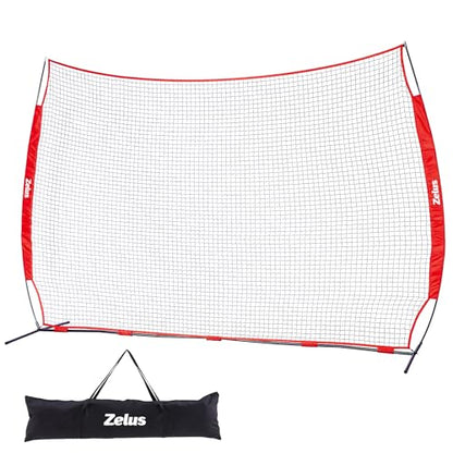 12x9ft / 16x10ft Barricade Backstop Net, Ball Sports Barrier, Practice Net for Baseball, Softball, Lacrosse, Soccer, Basketball and More - style: 12x9 ft - Red