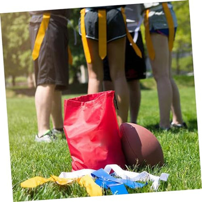 Mikikit 8Pcs Flag Football Training with Belts Includes Blue Yellow Flags and Cone Markers for Youth Rugby Practice and Team Games