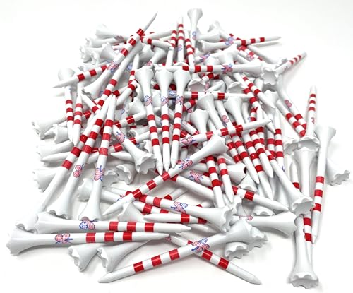 NorthPointe Four Leaf Clover/Shamrock 3 ¼” Plastic Golf Tees - 100 Tees in Bulk - color: Stars & Stripes Four Leaf Clover