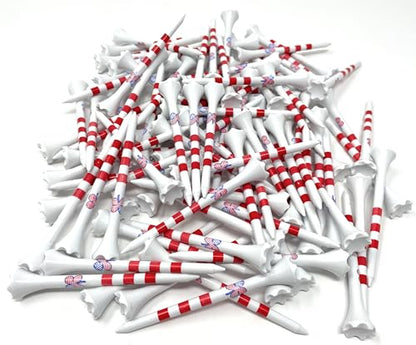 NorthPointe Four Leaf Clover/Shamrock 3 ¼” Plastic Golf Tees - 100 Tees in Bulk - color: Stars & Stripes Four Leaf Clover