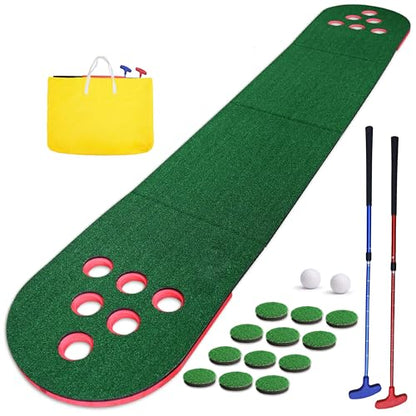 Golf Putting Game Set, Mini Golf Game Set with 2 Putters 2 Balls, 10 Feet Practice Putting Green Mat for Adults, Indoor Outdoor Backyard Party Game