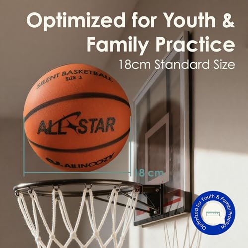 Weighted Silent Basketball, Soft Foam Airless Basketball, High Bounce, Noise-Free Training Ball, Gift Packaging, Safe for Indoor Activities, Size 3 Orange 2025 Latest