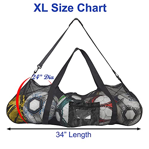Athllete Extra-Large Heavy-Duty Soccer Ball Bag (34” X 24”) with Shoulder Strap, Basketball Duffel Bag, Mesh Bags with Drawstrings, Heavy Duty Ball Bag, Ball Bags, Dive Bag, Sports Equipment Bag