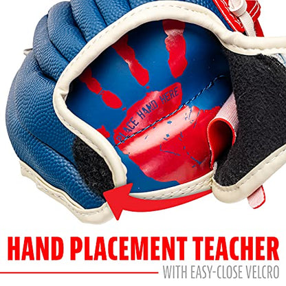 Franklin Sports Air Tech Baseball Glove with Ball - Tee Ball - Soft Air Tech Foam - color: Navy/Red, size: 8.5"