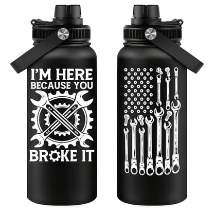 Fufandi Mechanic Gifts - Maintenance Man Gifts for Men - Mechanic Appreciation Gift - Maintenance Worker Travel Water Bottle 32oz - color: Mechanic Black