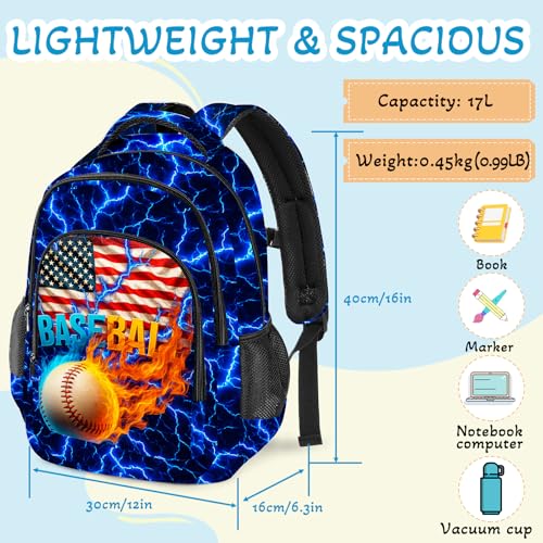Baseball Backpack for Kids,School Bookbag Large Capacity Adjustable Bookbag Durable Lighting Multi Pockets School Bag Daypack Travel (Baseball) - color: Baseball