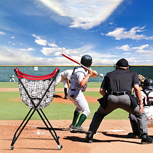 Baseball Caddy with Wheels, Holds 100+ Baseballs or 50+ Softballs, Extra Large Ball Caddy for Baseball and Softball Drills, Easy Set Up and Carrying, Ball Caddy for Outdoor/Indoor