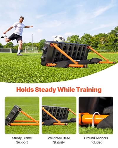 VEVOR Upgrade Soccer Rebounder Board, Mult-Adjustable Angles Portable Soccer Rebound Wall, Foldable Kickback Board, Soccer Practice Equipment, Ideal for Kids and Adults Passing & Shooting Drills - size: 37.4" x 9.8"