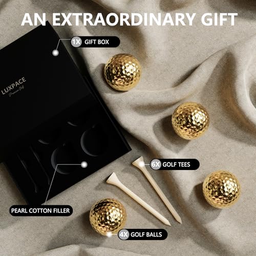 2-Layers Premium Golf Ball - Performance Golf Ball for Distance and Straighter Shots, Personalized Antique Gifts for Men Golf Tees Gift Set - color: 4 Pack Golden