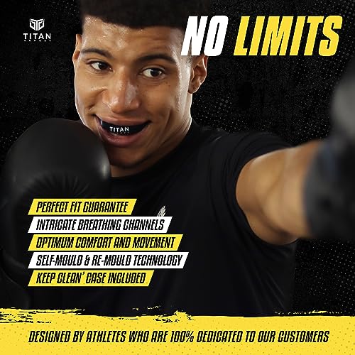 Titan Armour® Mouth Guard Boxing | Premium Dual-Layer | Case Included | Adult & Youth Custom-Fit Mouthpiece | Boil & Bite Mouthguard for Men: Football, MMA, Hockey, Lacrosse, BJJ, Basketball - color: Gold, size: Adult Age 11+